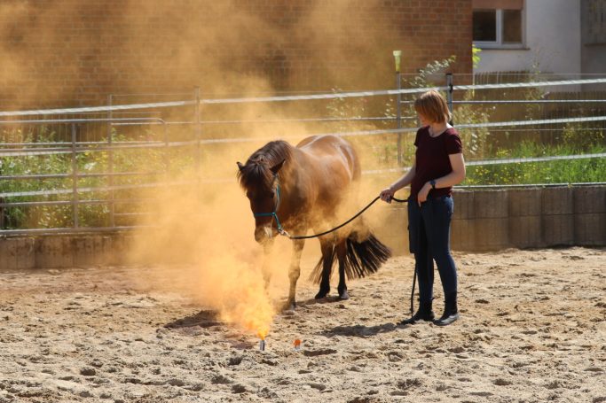 Gelassenheitstraining mit buntem Rauch und Pyrotechnik